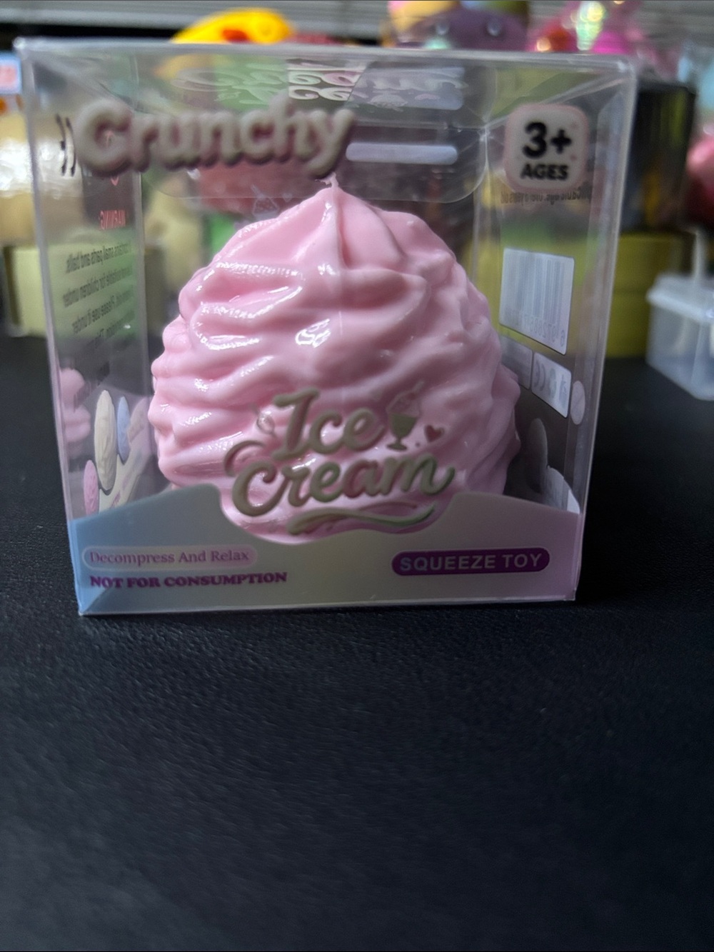 CRUNCHY Cream Roll Squishy Squeeze Toy NEW Strawberry Pink